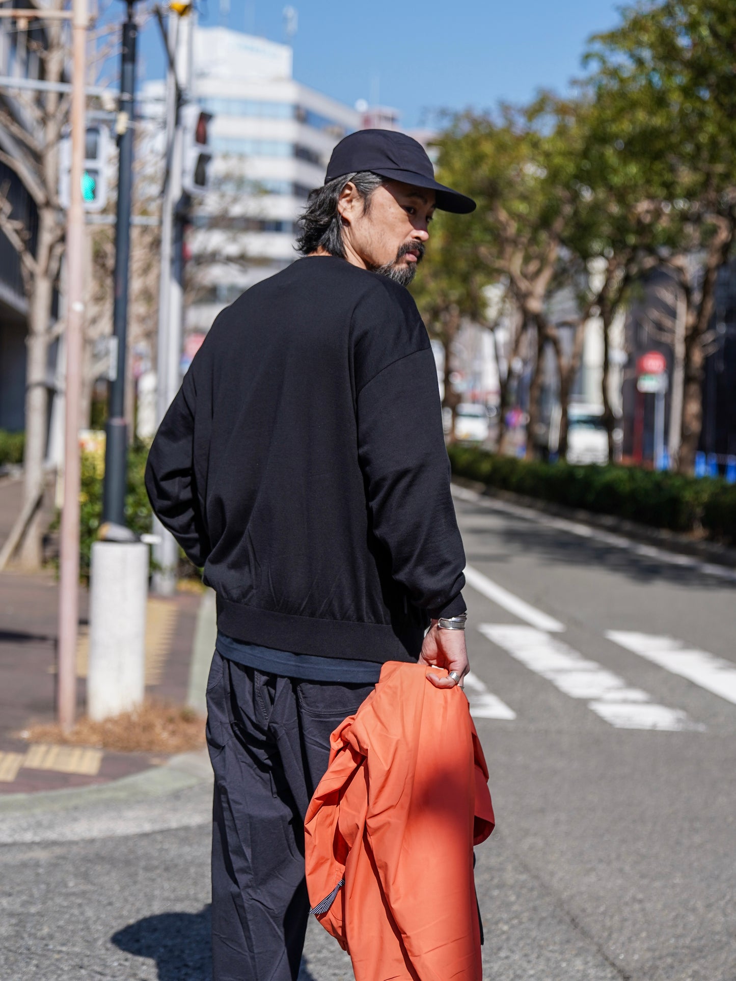 BIG LS COTTON KNIT TEE / Black