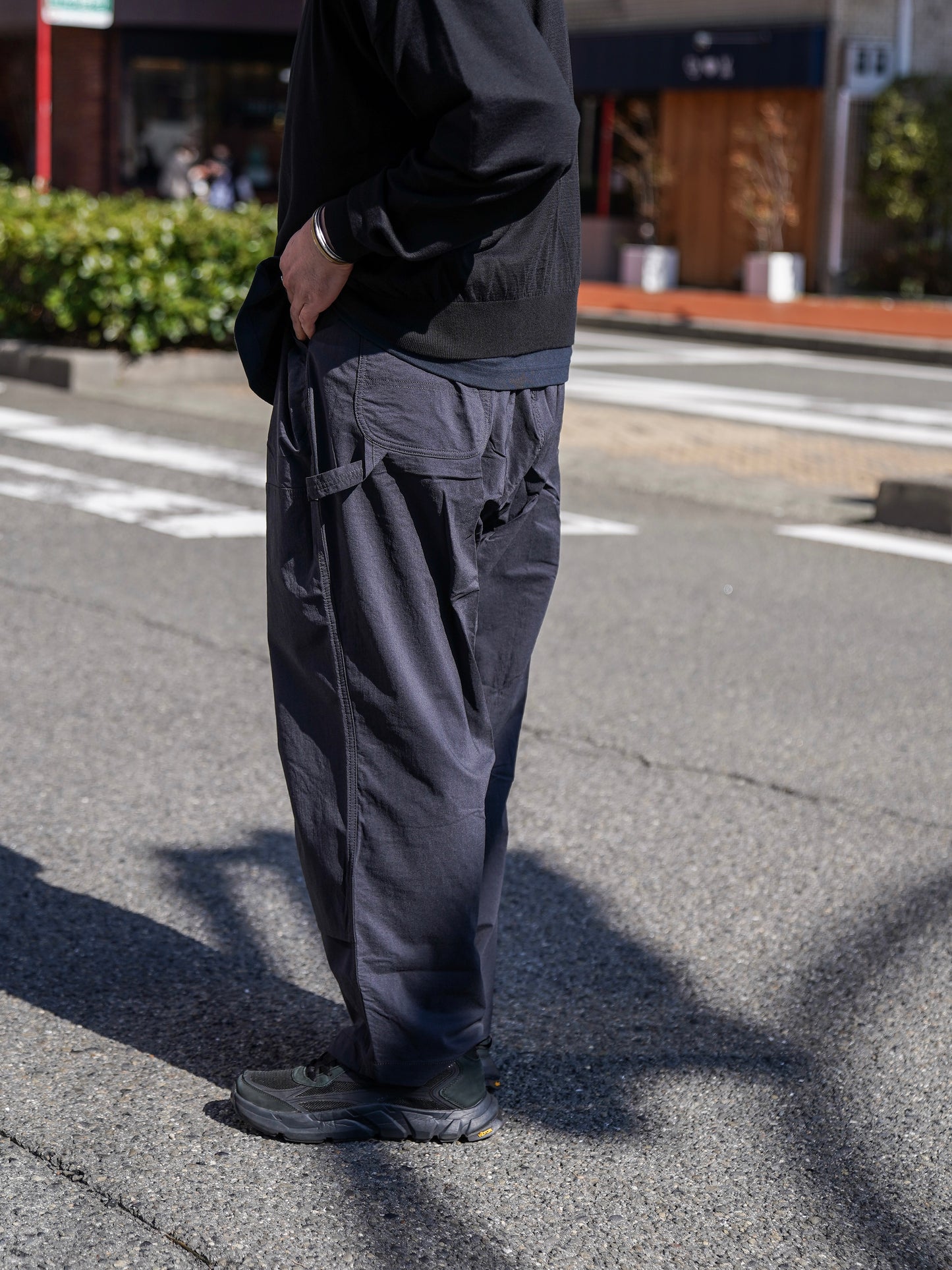 NYLON DOUBLE KNEE PANTS / Charcoal