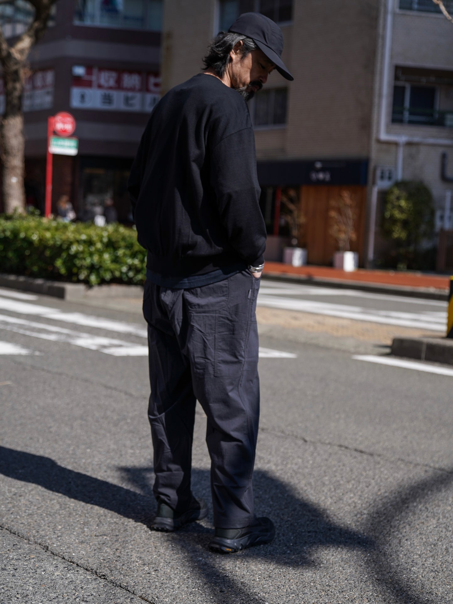 BIG LS COTTON KNIT TEE / Black