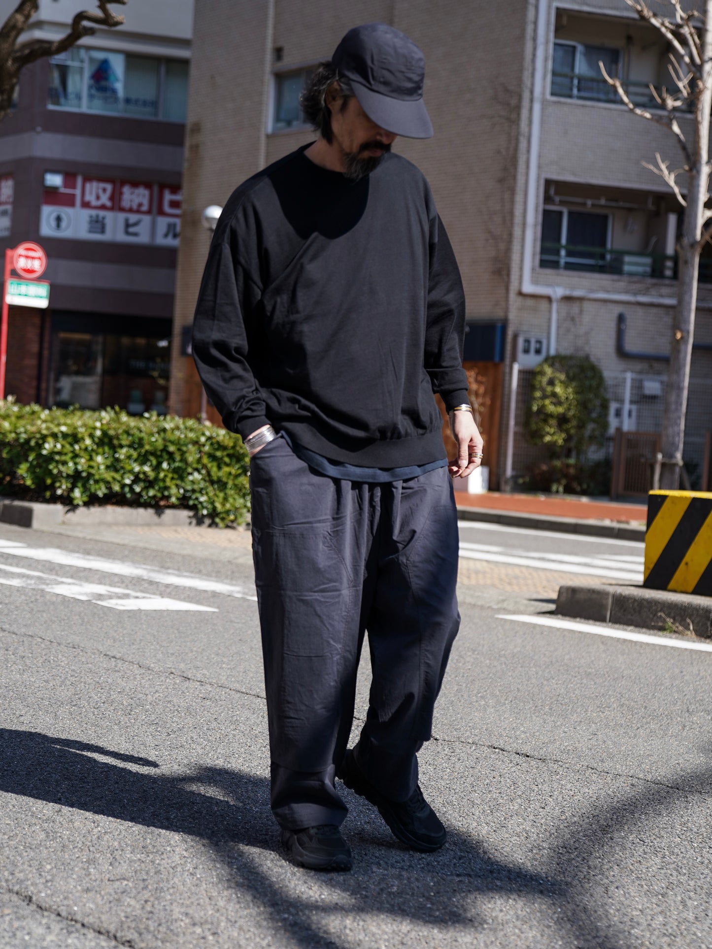 BIG LS COTTON KNIT TEE / Black