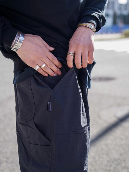 NYLON DOUBLE KNEE PANTS / Charcoal