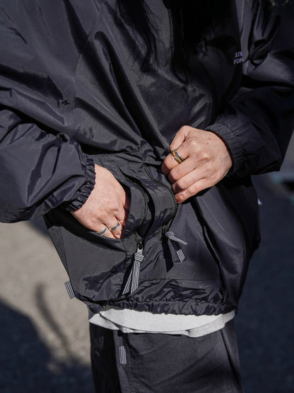ZIP NYLON SPORTY JACKET / Black