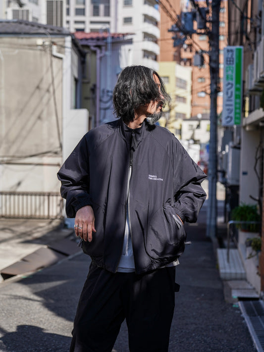 ZIP NYLON SPORTY JACKET / Black