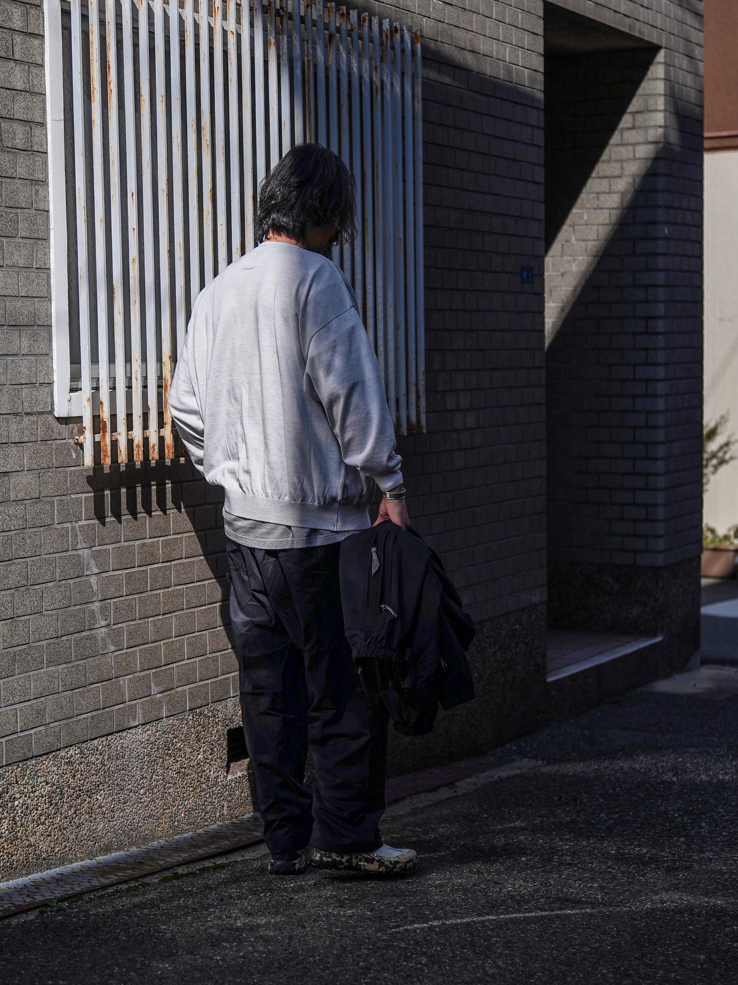 BIG LS COTTON KNIT TEE / Gray M