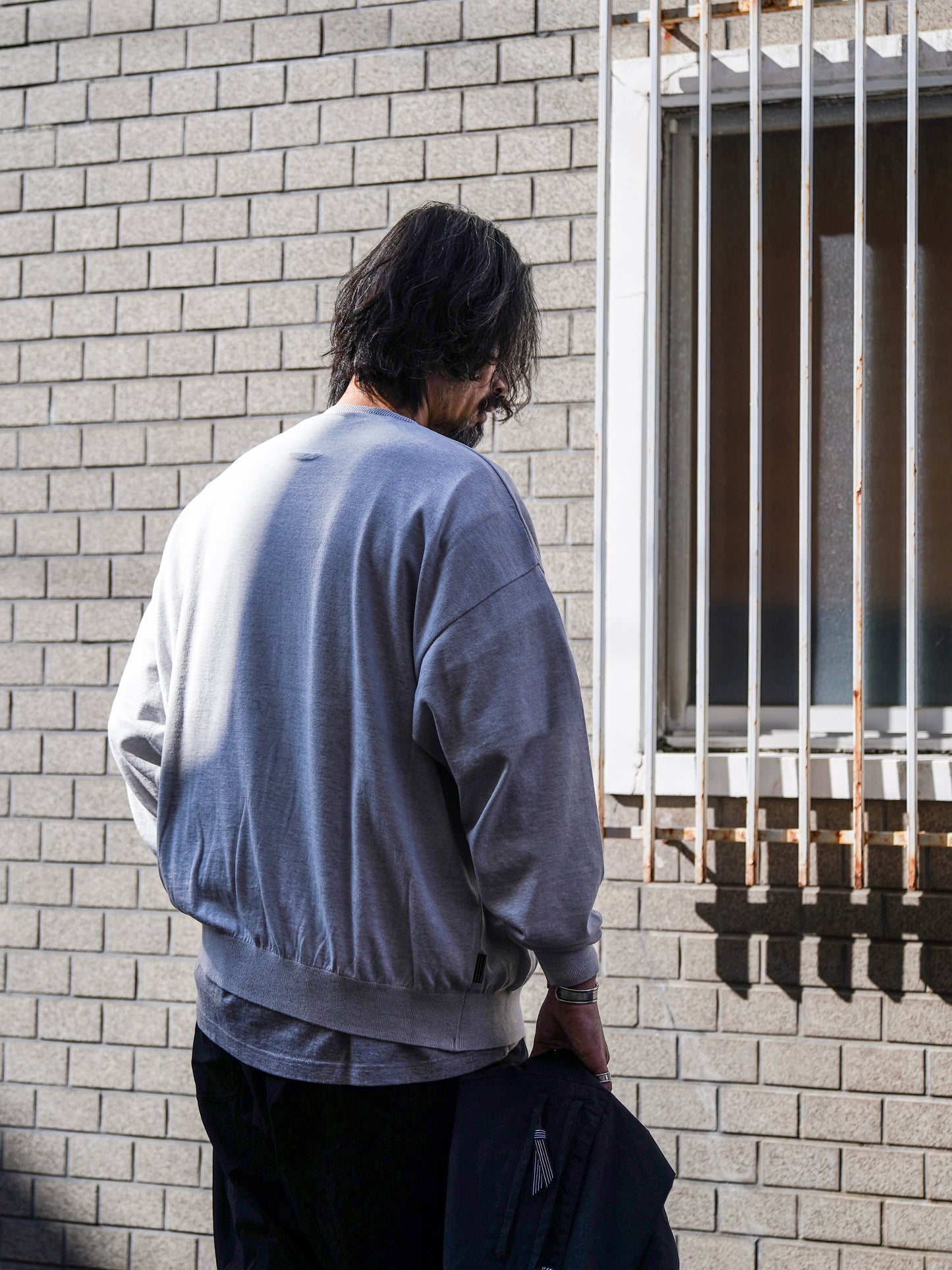 BIG LS COTTON KNIT TEE / Gray M