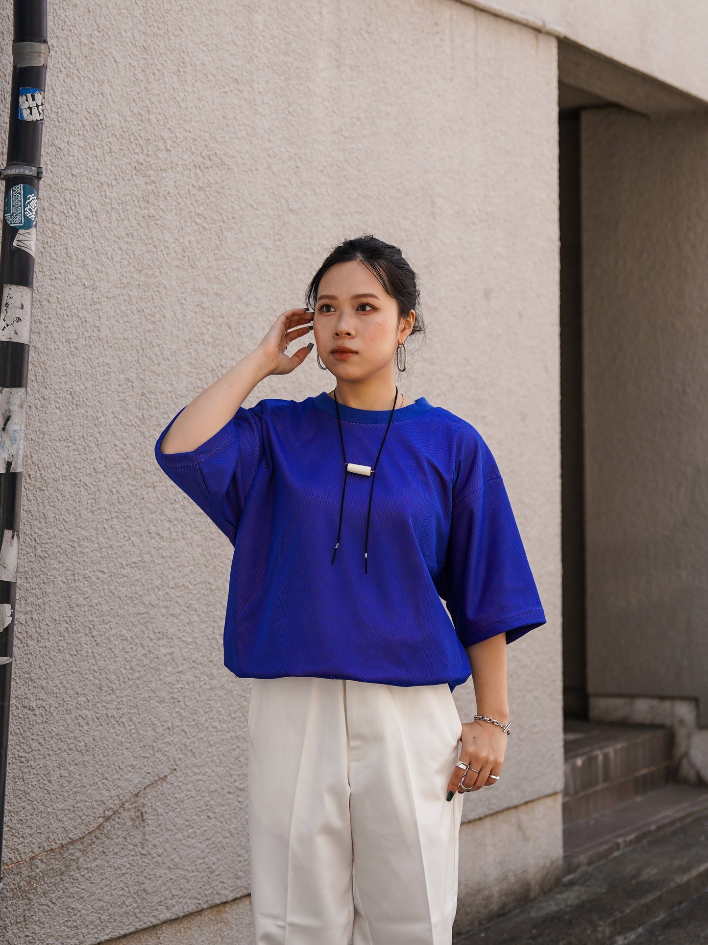 W MESH TEE / Blue