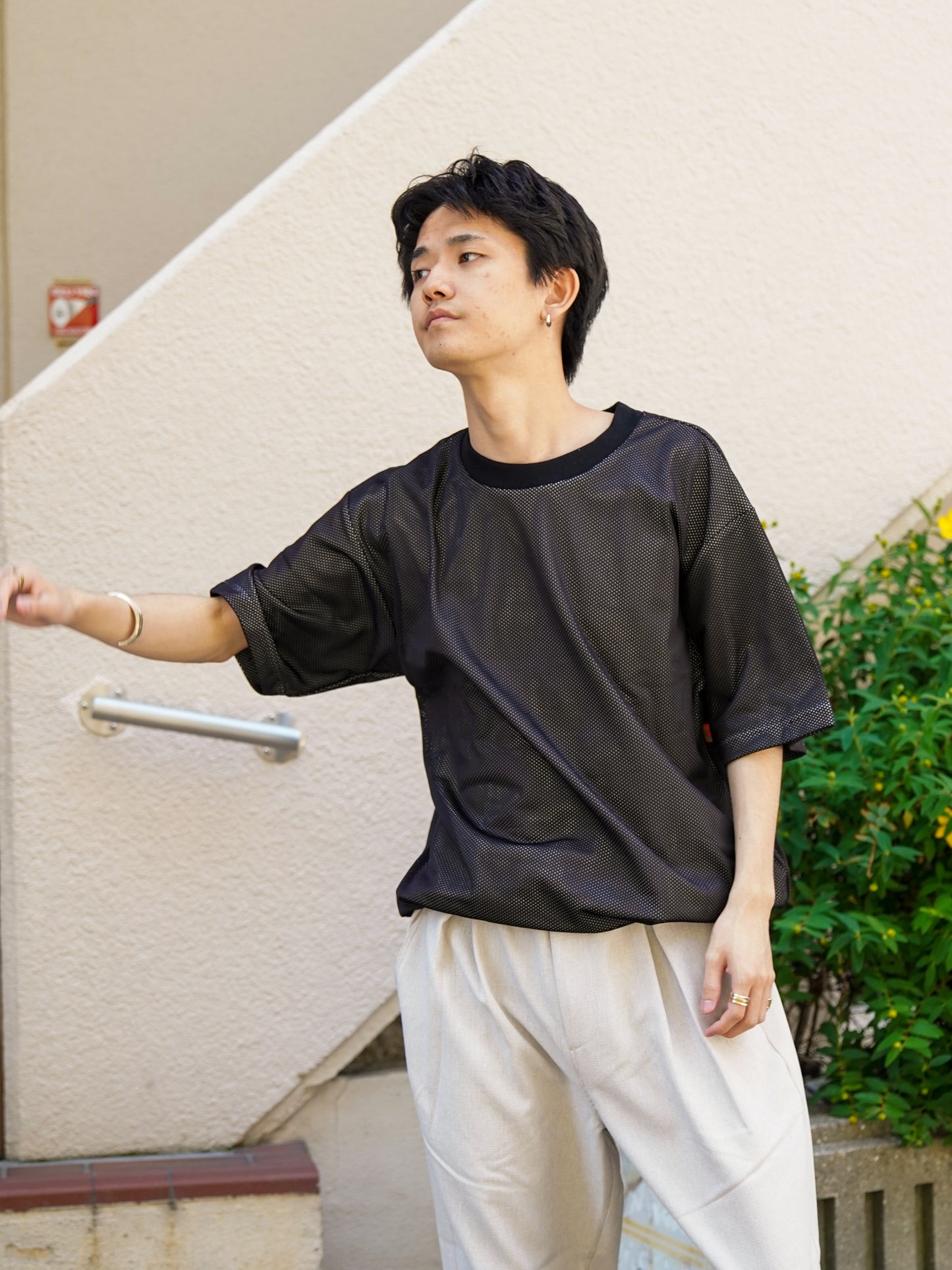 W MESH TEE / Black