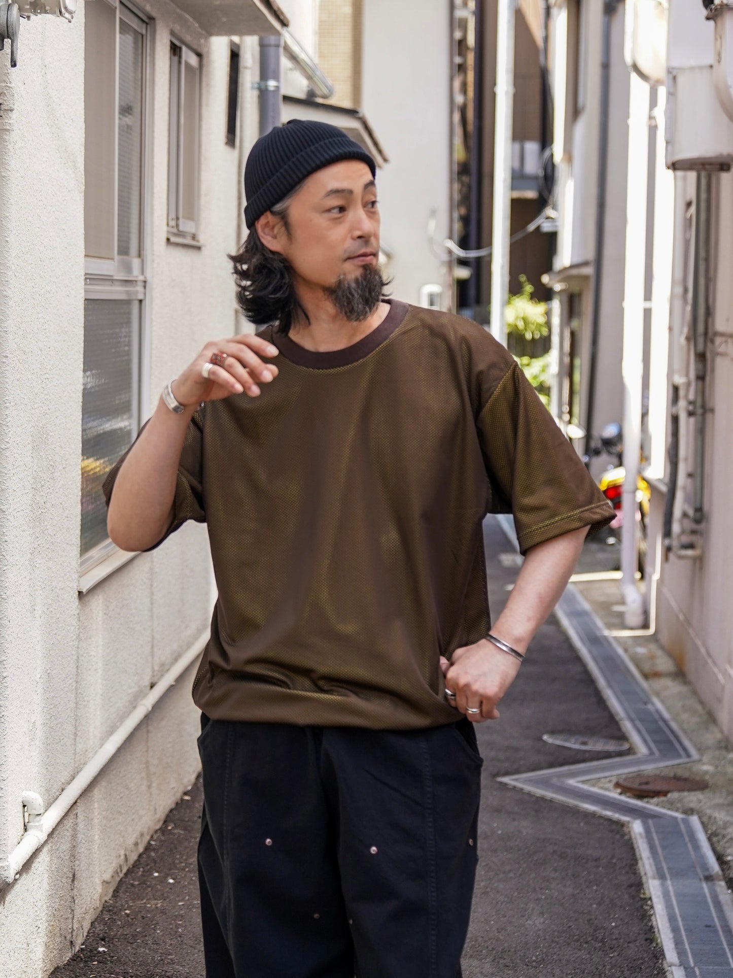 W MESH TEE / Coffee