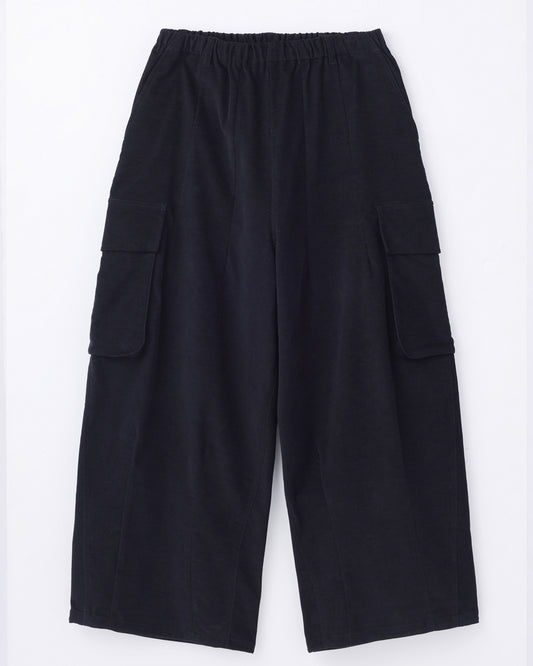 ORGANIC COTTON VELVETEEN CARGO PANTS / Black