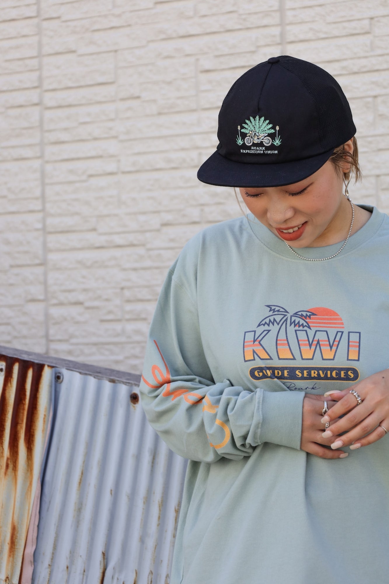 "NZ TOURIST" L/S TEE / Slate blue