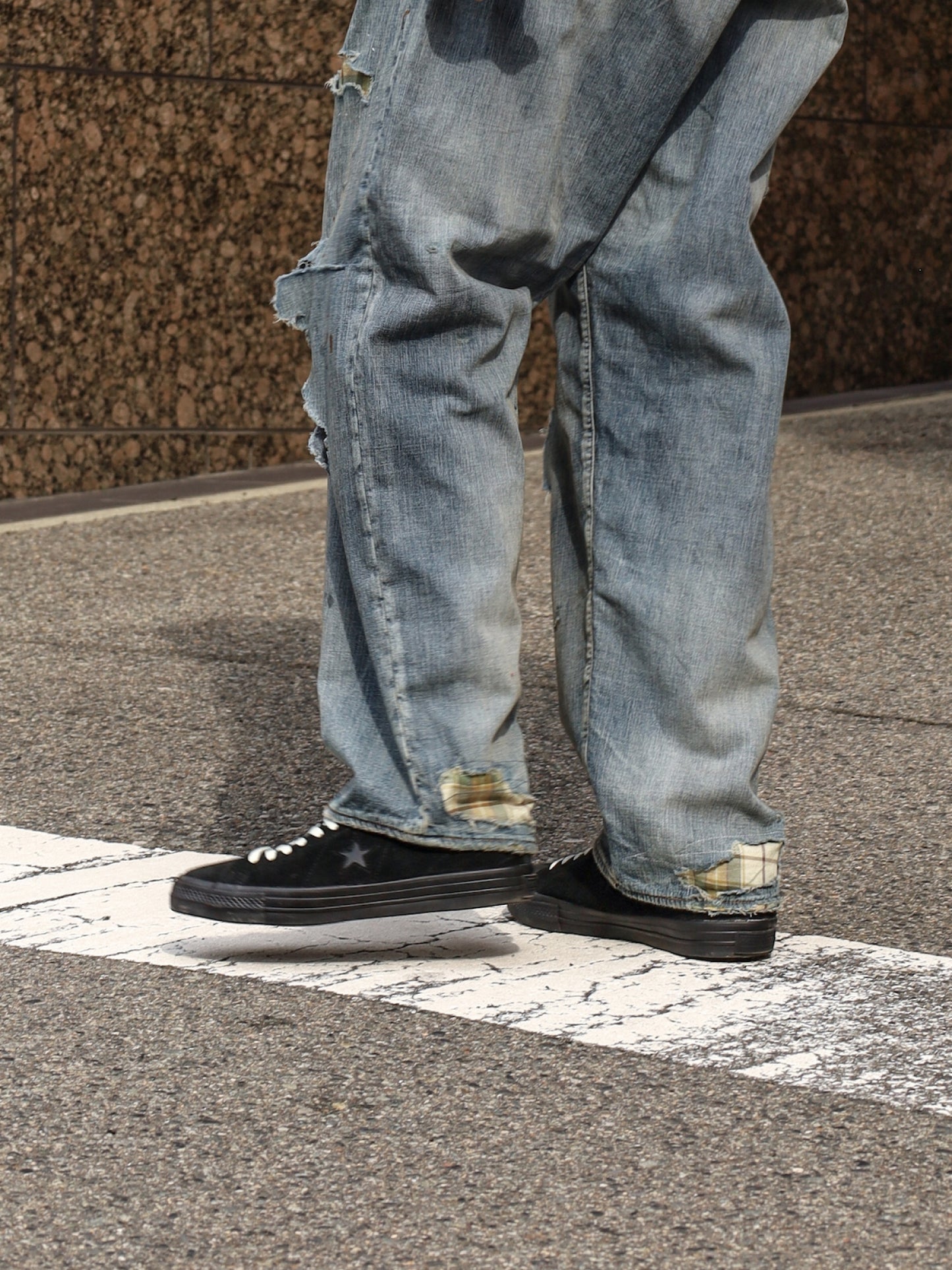 CHECK COMBI DENIM 5P PANTS / Indigo(REMAKE)
