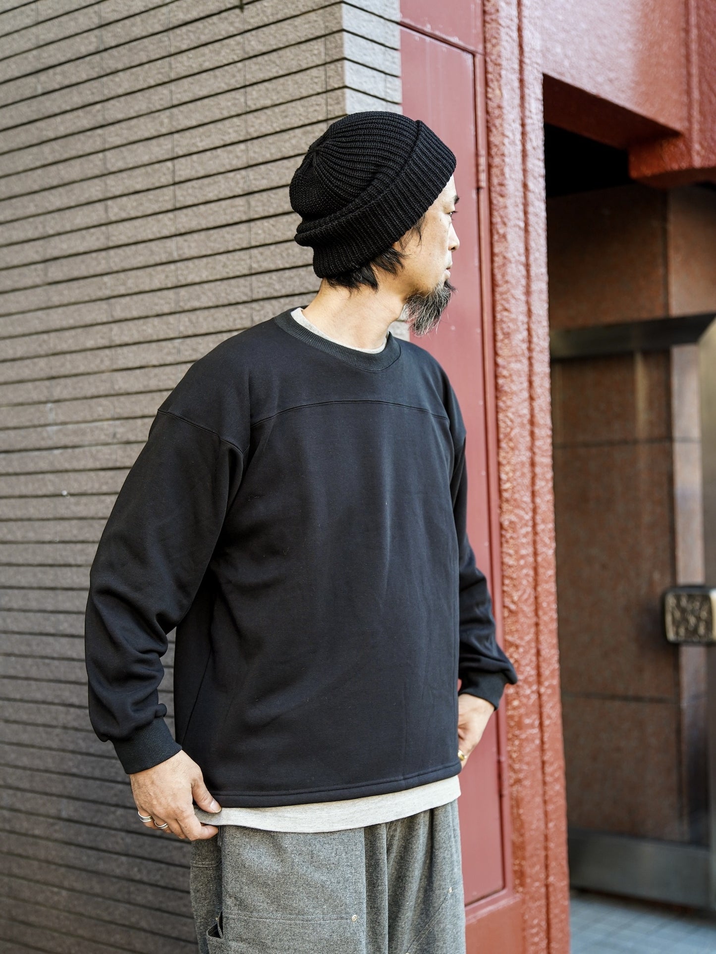 ボンバーヒート裏起毛 サイドスリット フットボール スウェット / 3colors