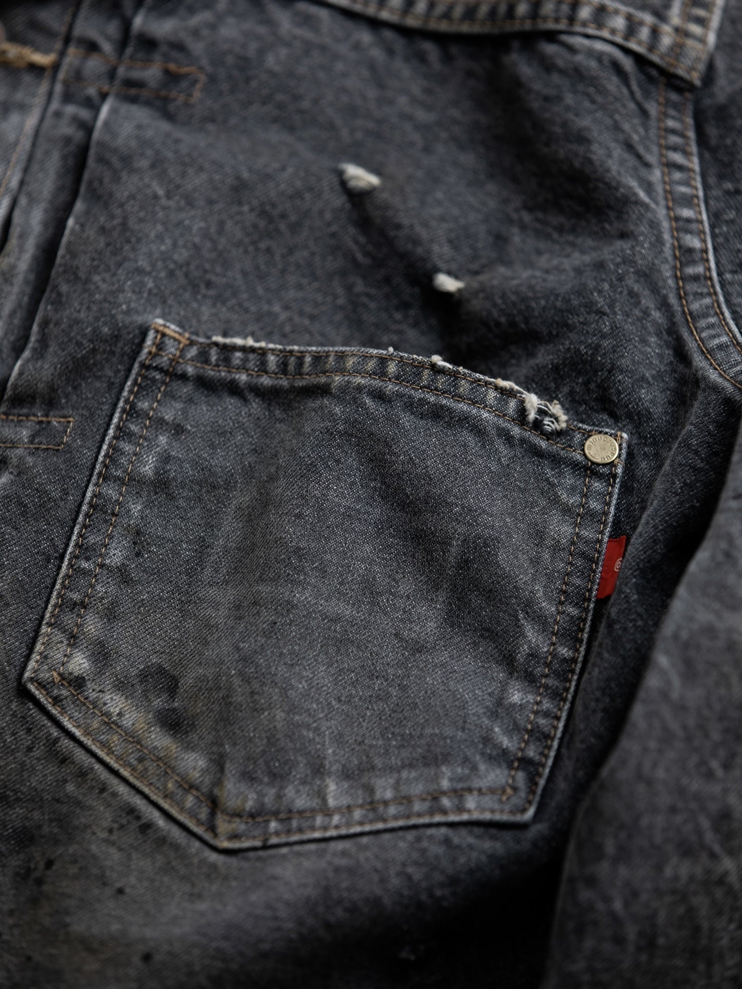 FRONT TUCK REMAKED BLACK DENIM JACKET / Black(remake)