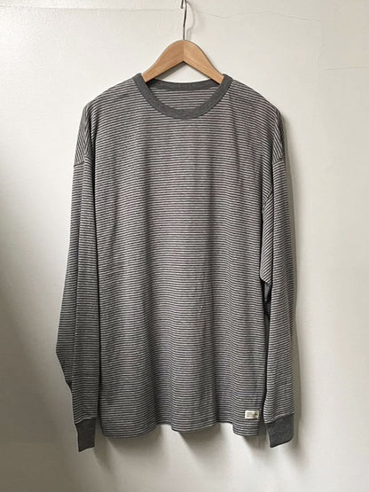 ORGANIC COTTON VERY SOFT BORDER LONG TEE / Heather black