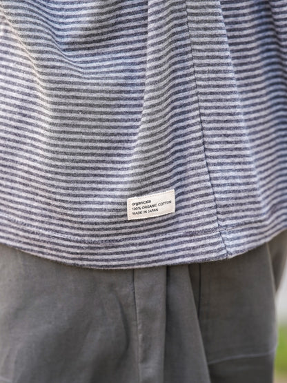 ORGANIC COTTON VERY SOFT BORDER LONG TEE / Heather black