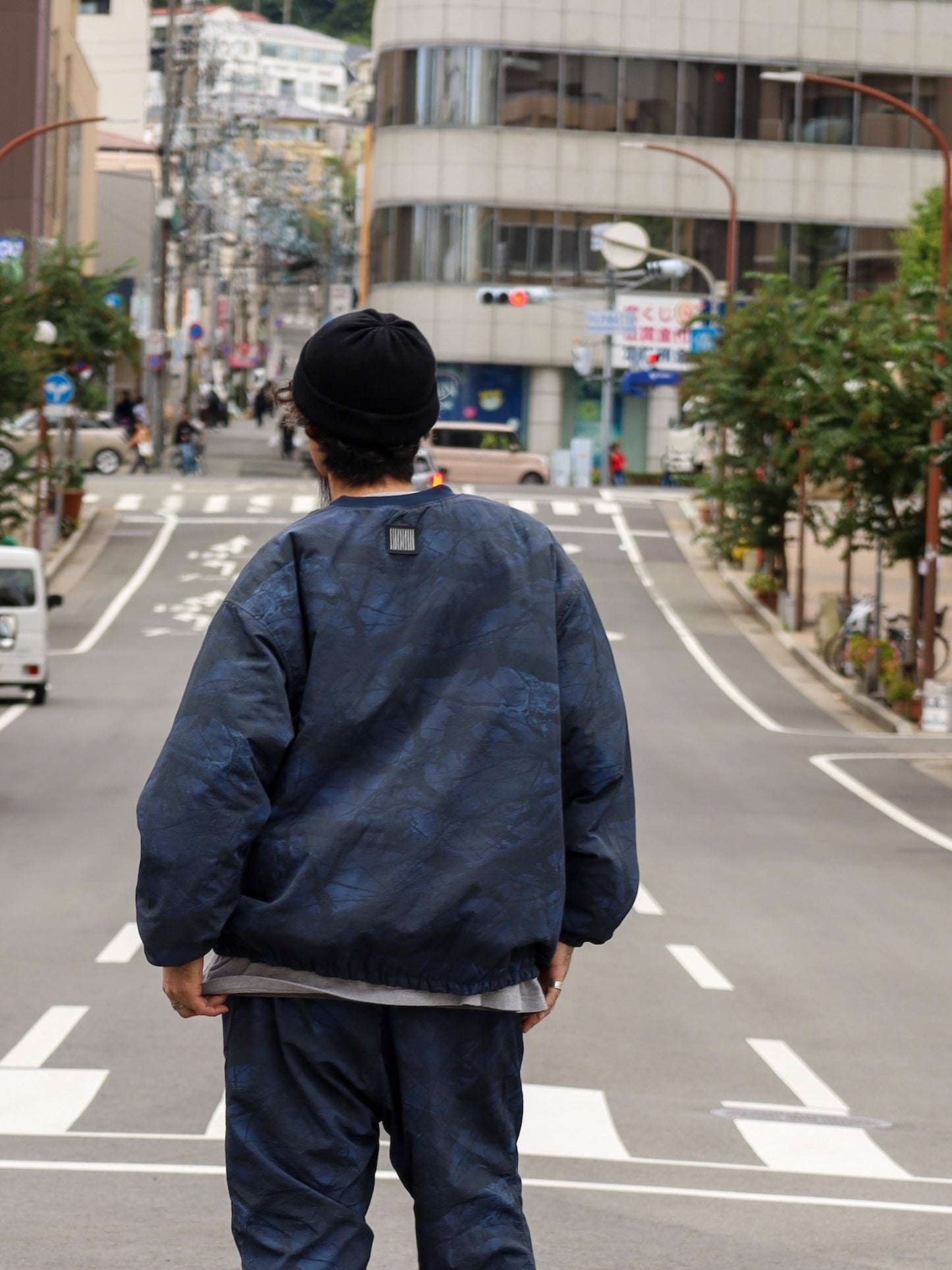 BASEBALL HALF ZIP JACKET / Navy tree camo