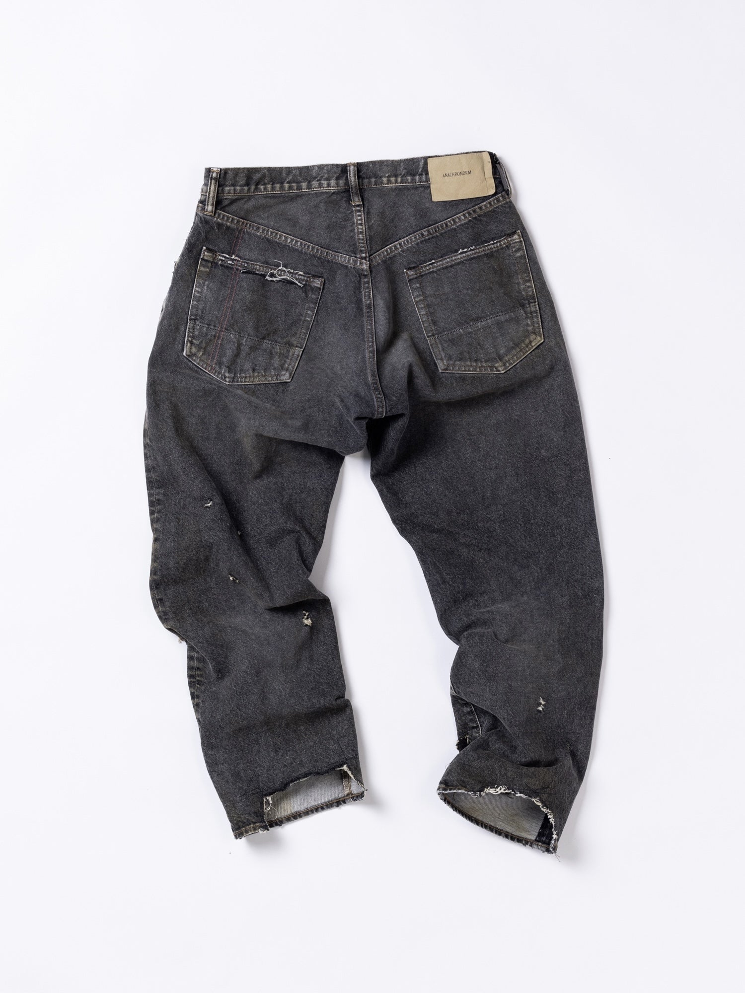 REGULAR TAPERED REMAKED 5P BLACK DENIM PANTS / Black(remake