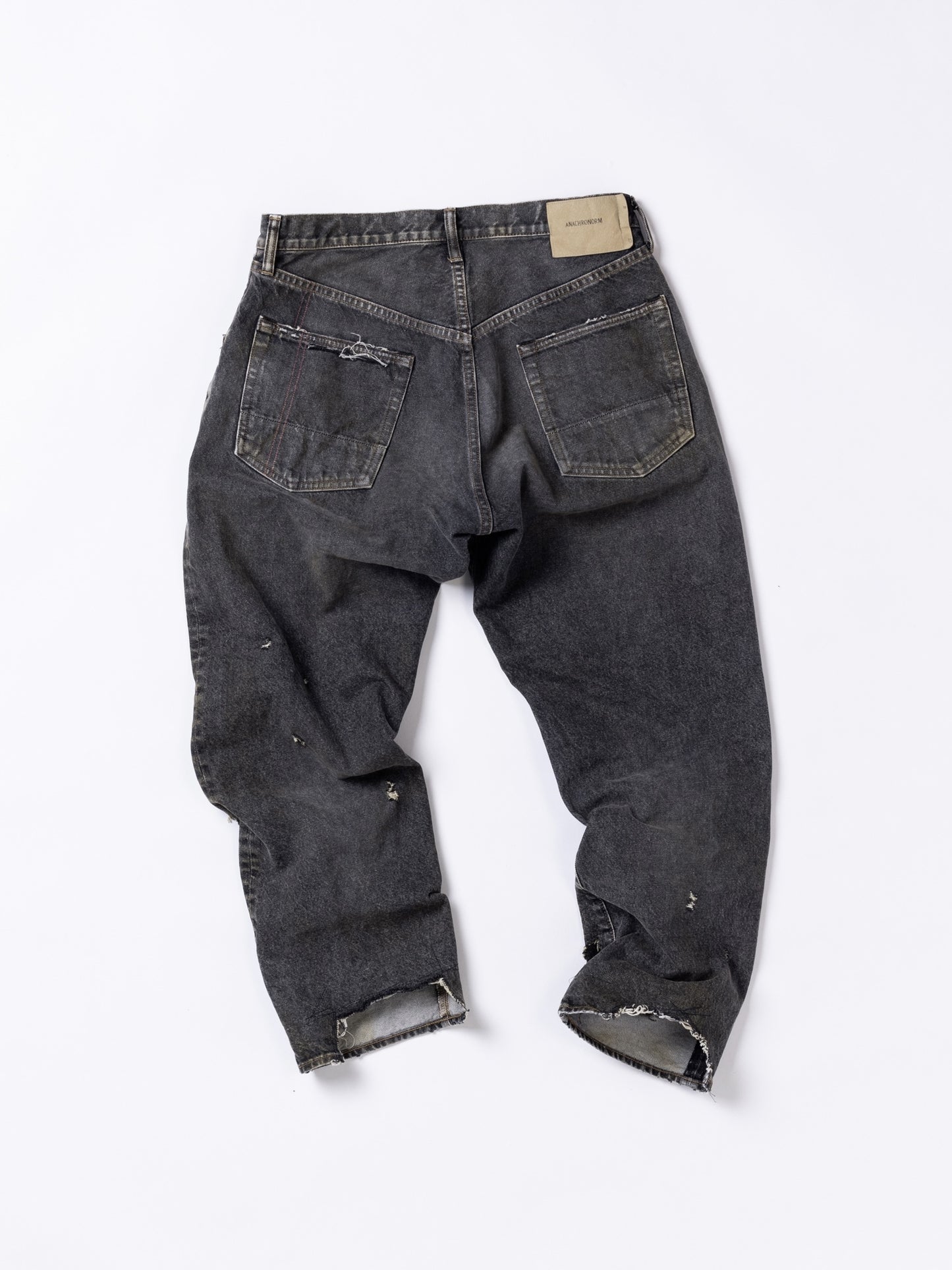 REGULAR TAPERED REMAKED 5P BLACK DENIM PANTS / Black(remake)