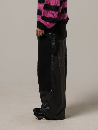 GLOSSY HYBRID WORK PANTS / Black