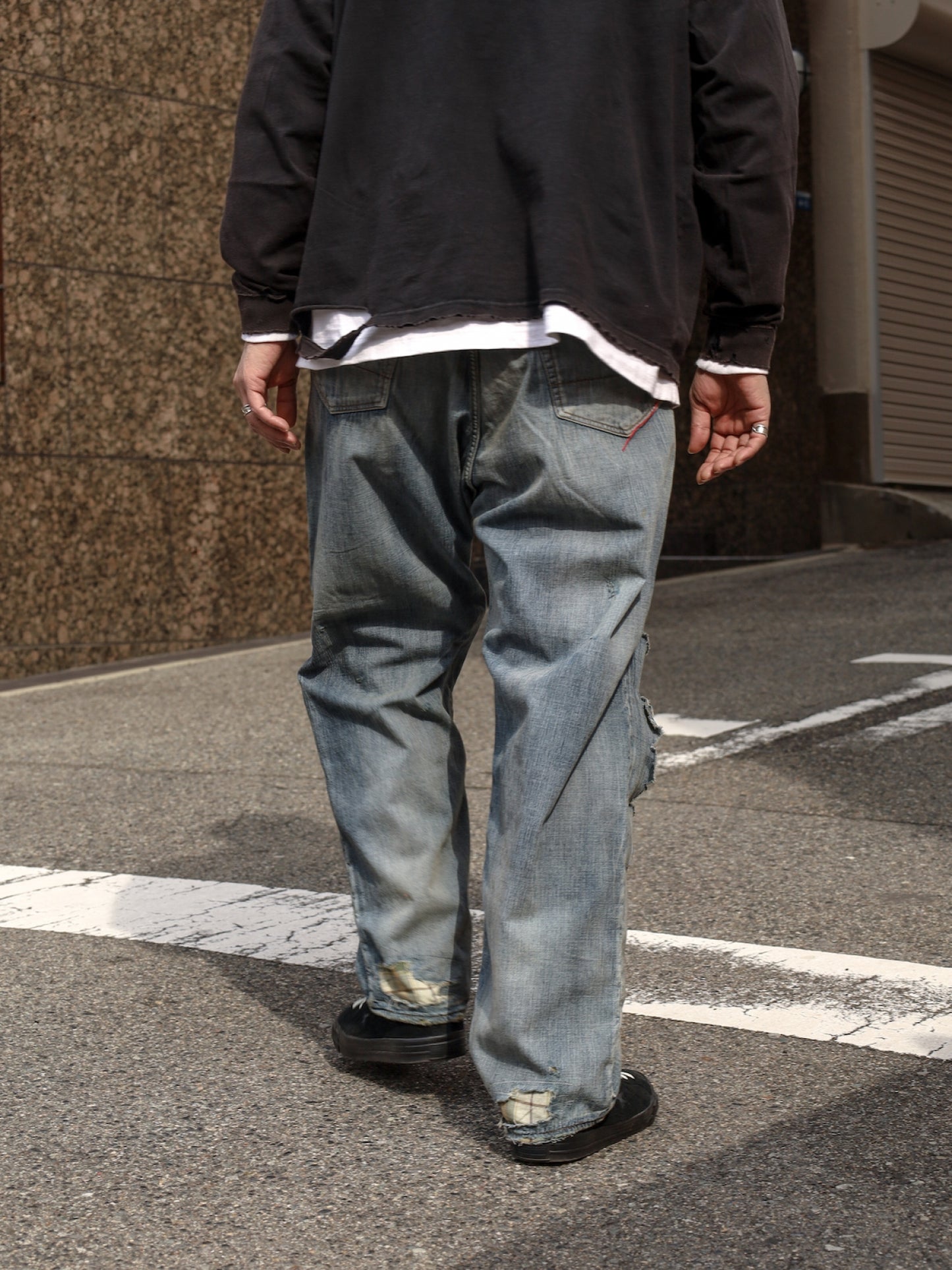 CHECK COMBI DENIM 5P PANTS / Indigo(REMAKE)