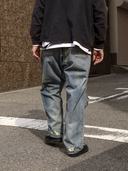 CHECK COMBI DENIM 5P PANTS / Indigo(REMAKE)