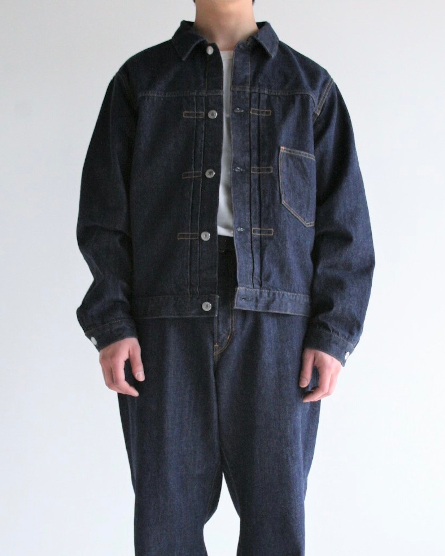 FRONT TUCK DENIM JACKET / Indigo (one wash)