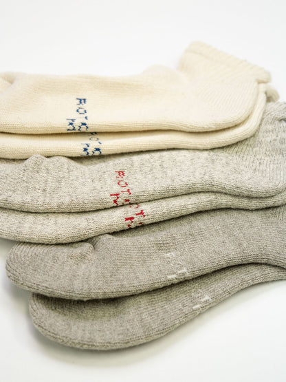 ORGANIC DAILY 3 PACK ANKLE SOCKS / Ecru/gray