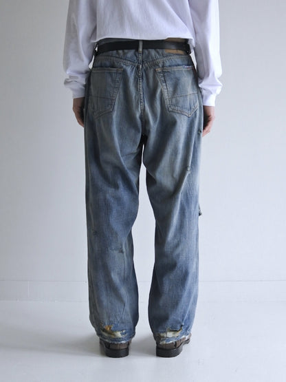 CHECK COMBI DENIM 5P PANTS / Indigo(REMAKE)