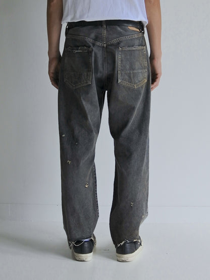 REGULAR TAPERED REMAKED 5P BLACK DENIM PANTS / Black(remake)