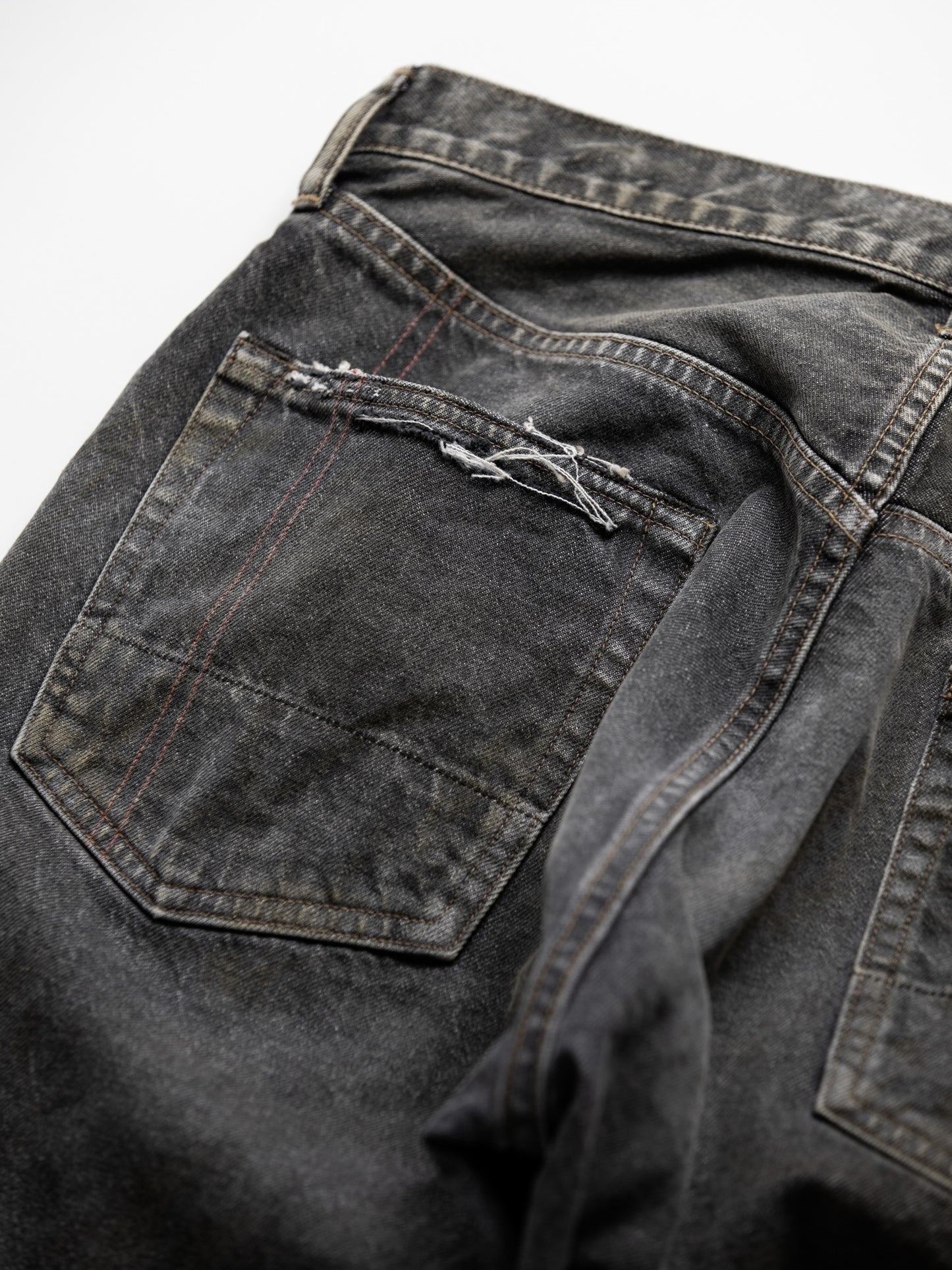 REGULAR TAPERED REMAKED 5P BLACK DENIM PANTS / Black(remake)