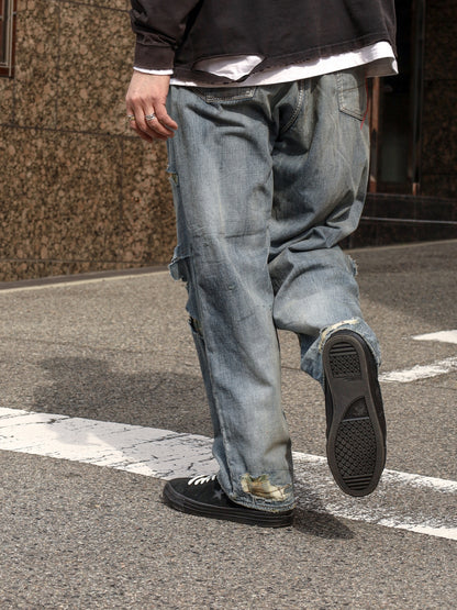 CHECK COMBI DENIM 5P PANTS / Indigo(REMAKE)