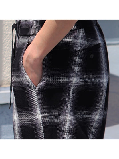 10/2 ヘビーツイル オンブレチェック 2タックワイドパンツ / Ombre check