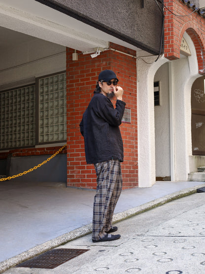 "fulton × CRANK PROJECTS" ハードリネンキャンバスファットシャツ / ブラック