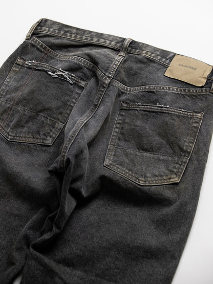 REGULAR TAPERED REMAKED 5P BLACK DENIM PANTS / Black(remake)