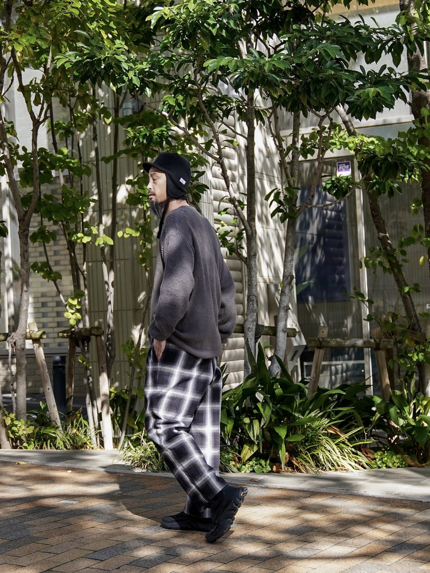 ORGANIC COTTON LINKING MOHAIR KNIT / Gargoyle