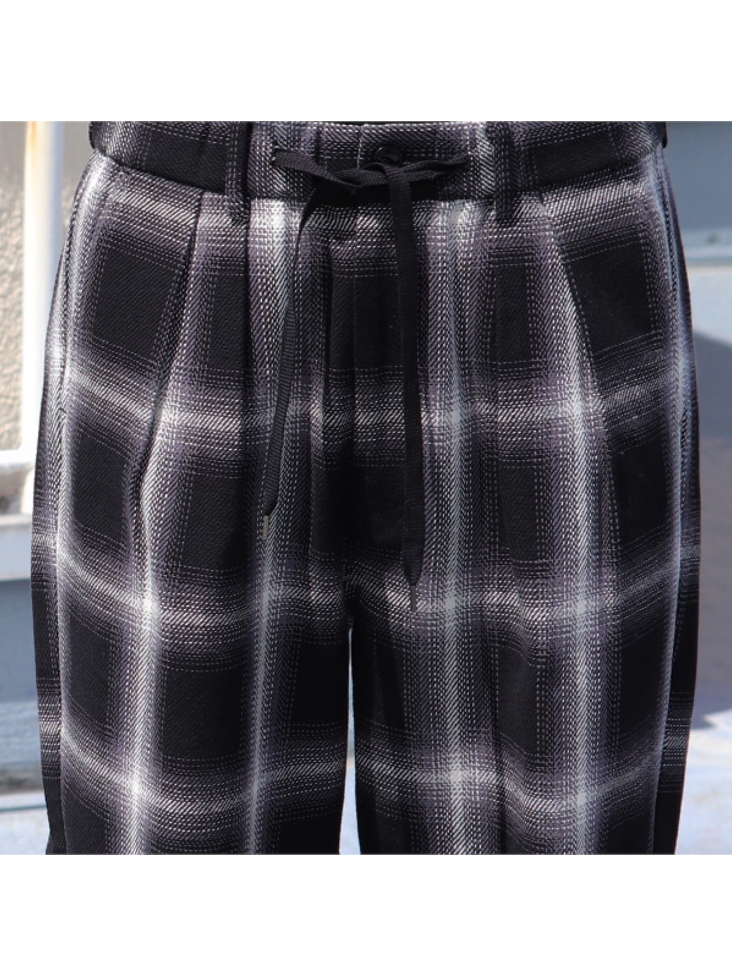 10/2 ヘビーツイル オンブレチェック 2タックワイドパンツ / Ombre check