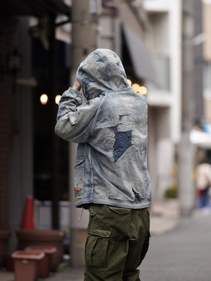 DUAL DENIM REMAKED FULLZIP PARKA / Indigo(remake)