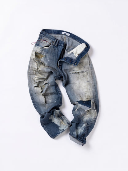HARD REMAKED REGULAR TAPERED 5P PANTS / Indigo(remake)