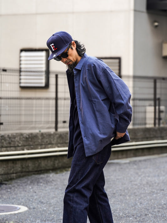 "fulton × organicsta" ORGANIC COTTON FLANEL SHIRT JACKET / Dusty Blue