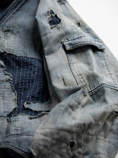 DUAL DENIM REMAKED FULLZIP PARKA / Indigo(remake)