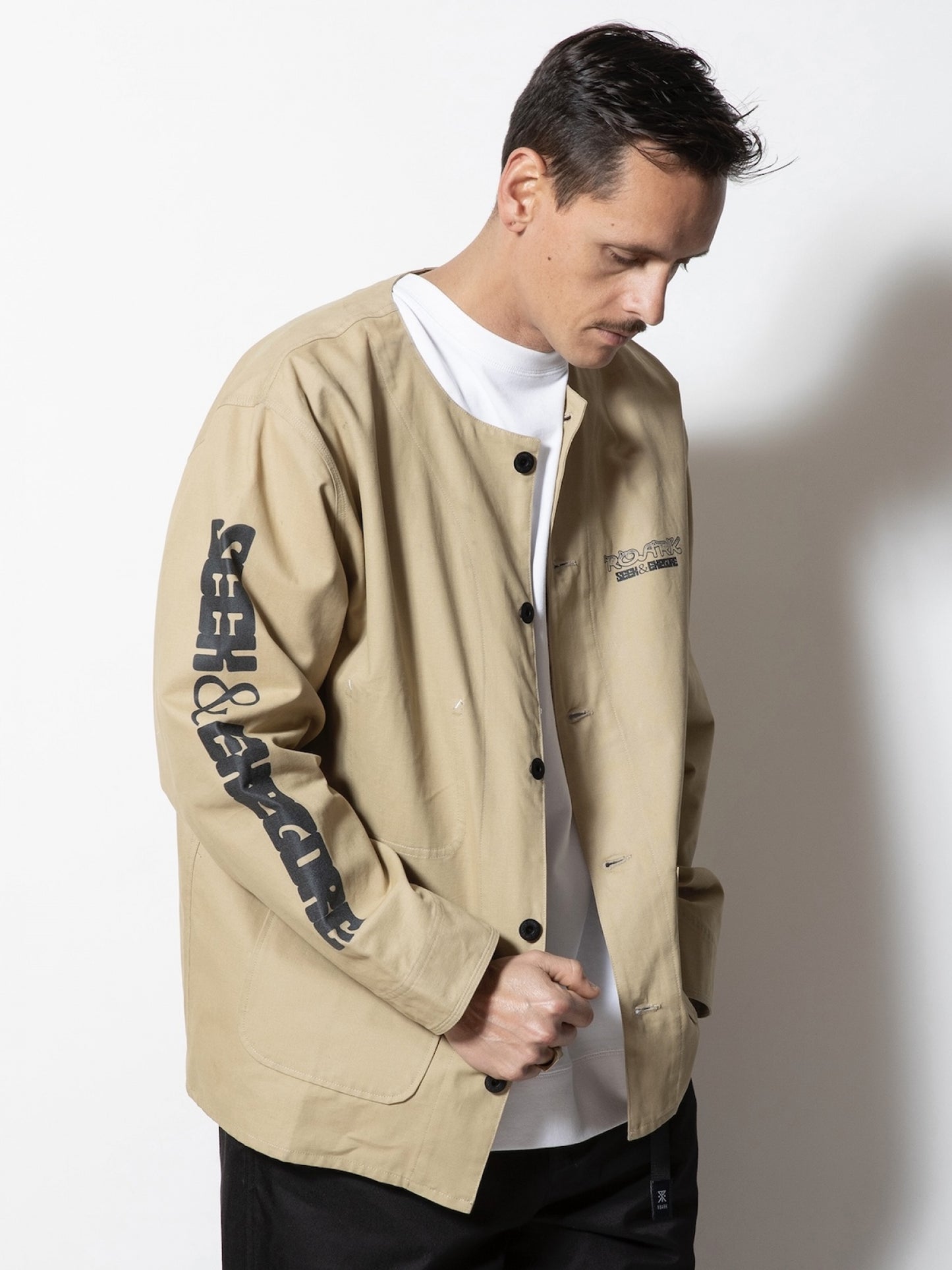 "SEEK & EXPLORE" DUCK DUNGAREE ENGINEER JACKET / Sand beige