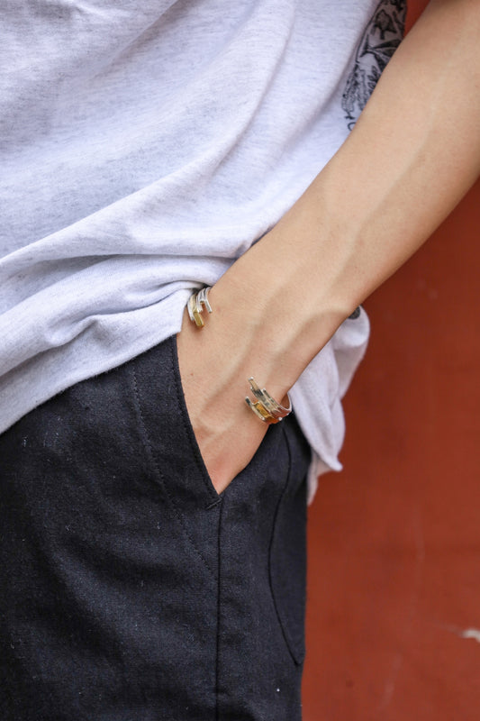 UNEVEN BARS BANGLE(Slim) / Silver × Brass