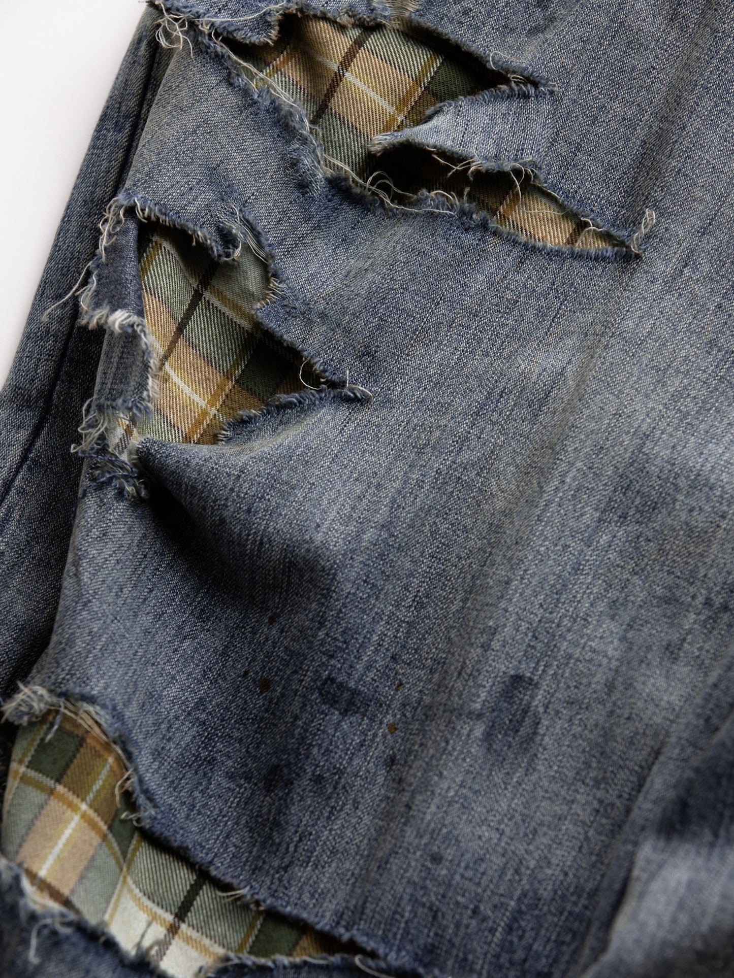 CHECK COMBI DENIM 5P PANTS / Indigo(REMAKE)