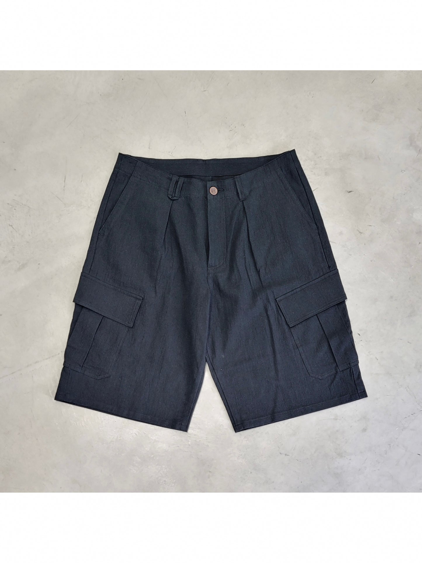 LINEN CARGO 3/4 / Black