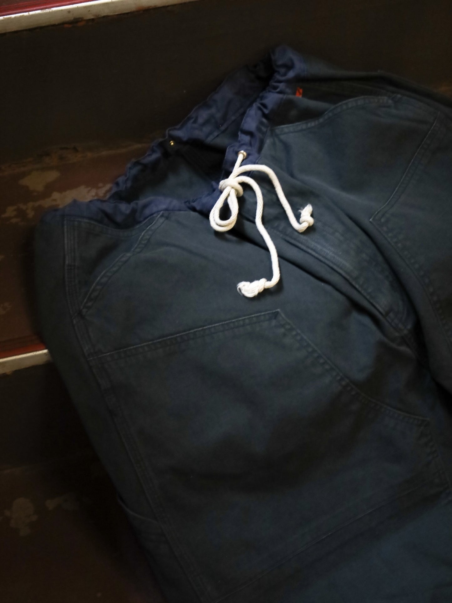 DOUBLE KNEE PAINTER SHORT PANTS / Black