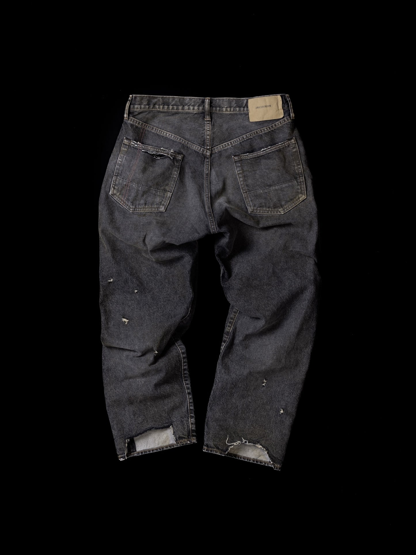 REGULAR TAPERED REMAKED 5P BLACK DENIM PANTS / Black(remake)
