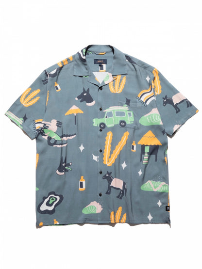 "GONZO VIAJE" S/S WOVEN / Slate blue