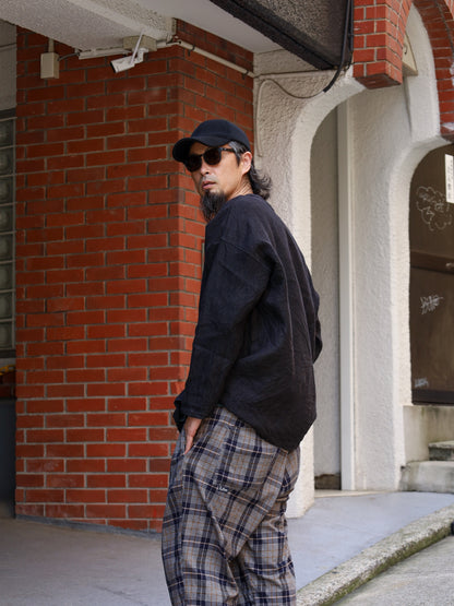 "fulton × CRANK PROJECTS" ハードリネンキャンバスファットシャツ / ブラック