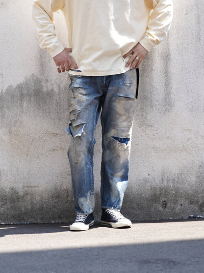 HARD REMAKED REGULAR TAPERED 5P PANTS / Indigo(remake)