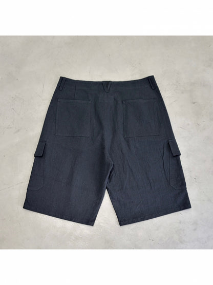 LINEN CARGO 3/4 / Black
